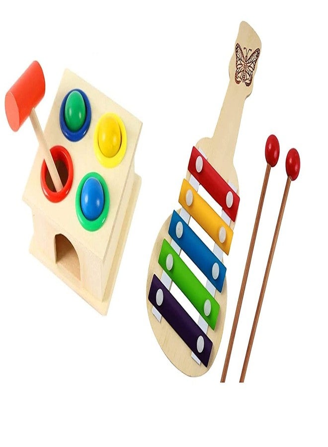 Shopfleet Hammer Ball Musical Xylophone Musical Toy Wooden Pounding Bench with Box Case Instrument for Kids 2+ Years (Hammer Ball + Xylophone) - Image 1